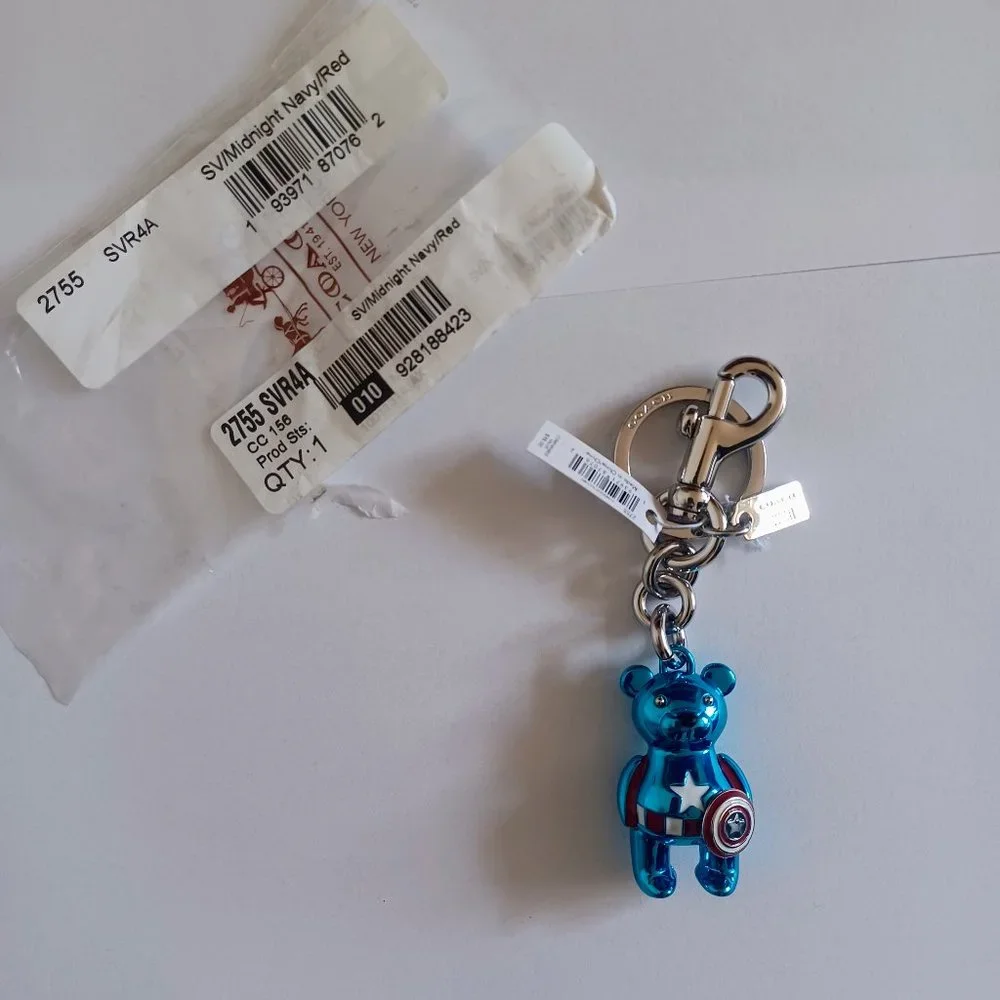 NWT Coach x Marvel Captain America Bear Bag Charm 2755 - Picture 8 of 8